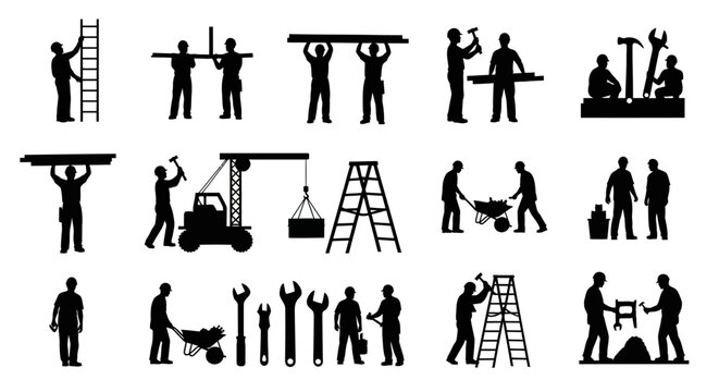 Construction workers at building site.