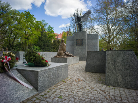 Wroclaw, Poland, 24th April 2026, The Monument to the Victims of the Katyn Massacre in Slowackiego Park