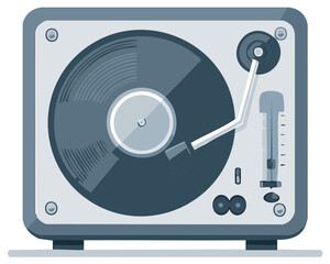 Fototapeta premium Stylized illustration of a vintage record player with vinyl disc