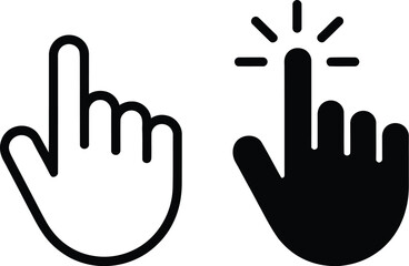 Obraz premium Set of hand click gesture icons outline and filled styles vector illustration user interface symbols minimal design isolated background 