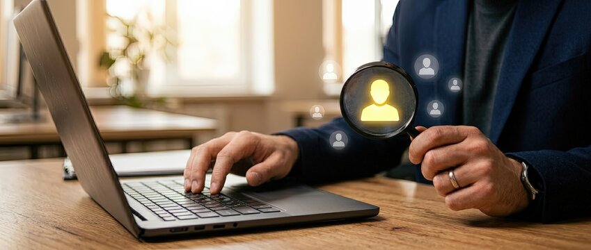 Exploring digital identification strategies for business professionals in a modern office environment with focus on technology and innovation