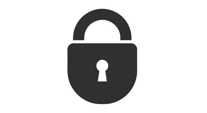 Black padlock icon representing security, privacy, and protection against unauthorized access.