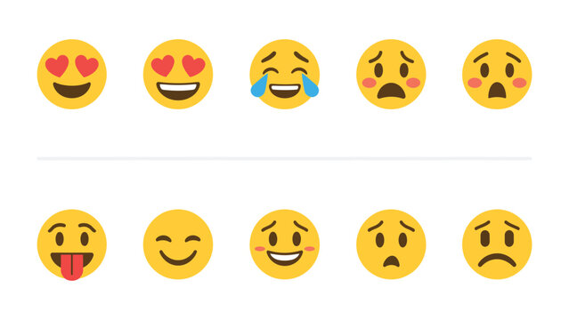 Emojis Expressing Emotions: A collection of various emoji faces, each portraying a distinct emotion, representing a wide range of human feelings and expressions.
