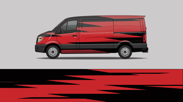 Red Van Side View Profile.