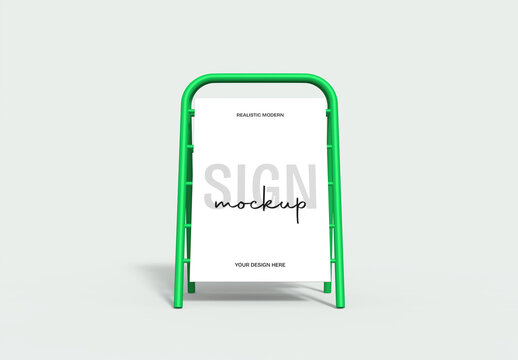 Modern A-Frame Signage Stand Banner Mockup