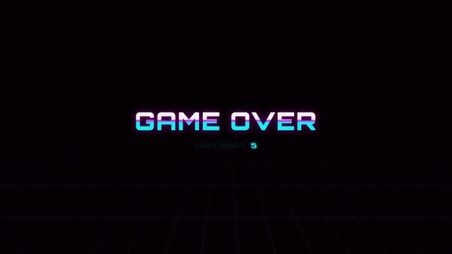 Game Over screen for video game interface.