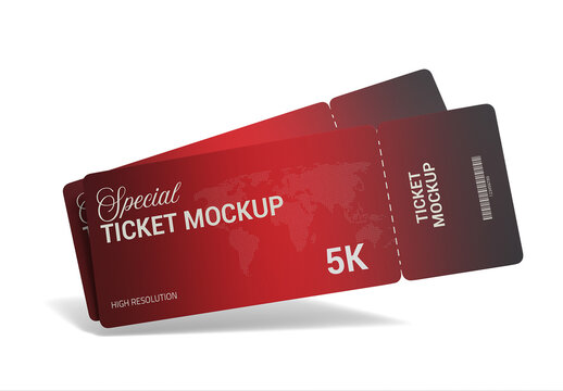 Floating Paper Event Ticket Mockup