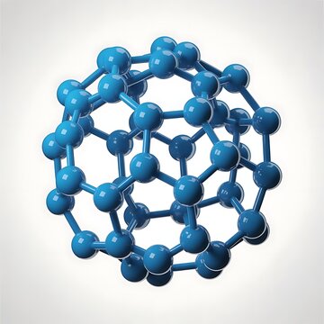 Blue fullerene molecule, carbon atom structure, science and chemistry design