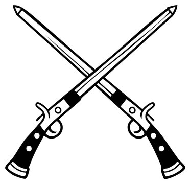Crossed antique rifles with bayonets symbolizing conflict, history, and military heritage