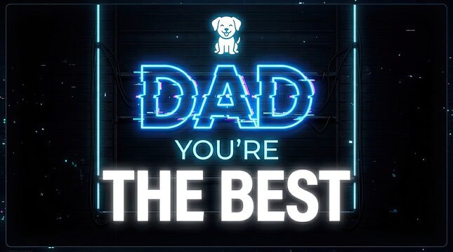 Happy father's day neon 'dad you're the best' greeting card for beloved fathers