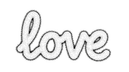 Naklejka premium 2D AutoCAD design of love word in illustration style on white