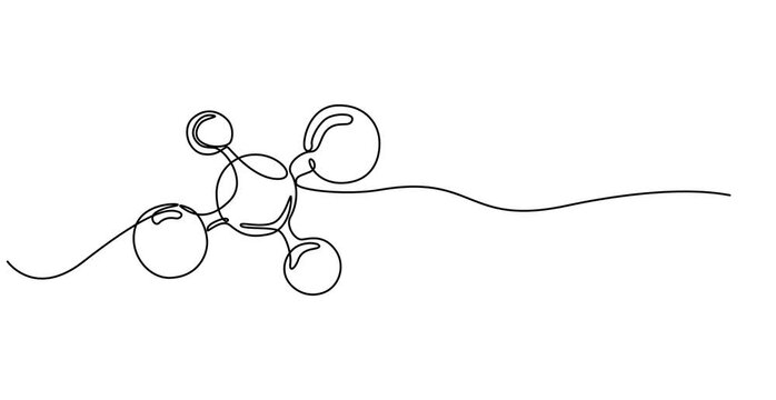 Carbon dioxide molecular model vector illustration continuous one line drawing animation, Molecule of Carbon dioxide. Molecular formula: CO2. Chemical model: Ball and Stick. Isolated Transparent