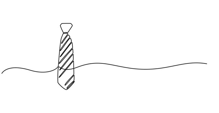 Animated self drawing of continuous line draw tie.  Happy Father's Day concept. Full length one line animation. 4K, Ties icon one line art animation seamless loop minimal design, Continuous one line.