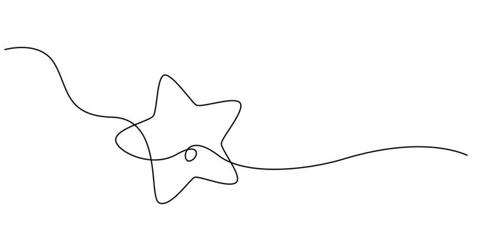 Self animated continuous one line drawing of a star shape vector illustration