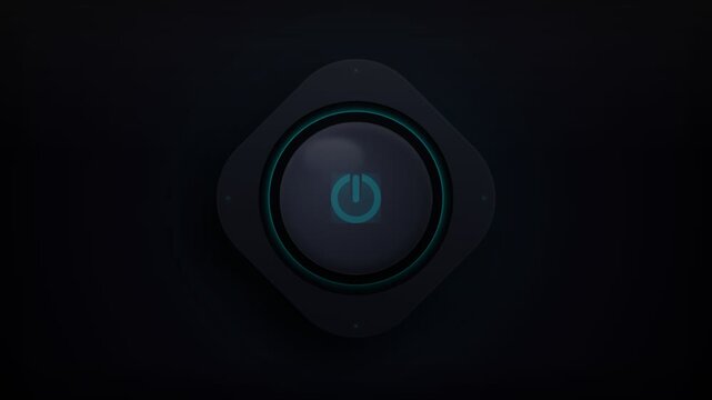 Futuristic Power Button Glow Activation from Red to Blue on Black