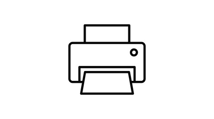 Fototapeta premium Simple line drawing of a modern printer with paper output on a white background