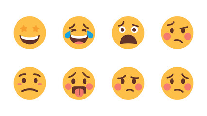 Fototapeta premium Emojis of Emotions: An array of expressive emoji faces portraying a spectrum of human feelings, each unique in its articulation of joy, sadness, anger, and other inner states.