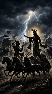 Lord Krishna Counseling Arjuna in Time of Crisis