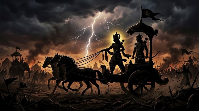 Lord Krishna Counseling Arjuna in Time of Crisis