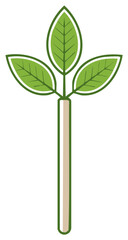 Obraz premium Simple stylized seedling with three green leaves illustration for growth and eco concepts