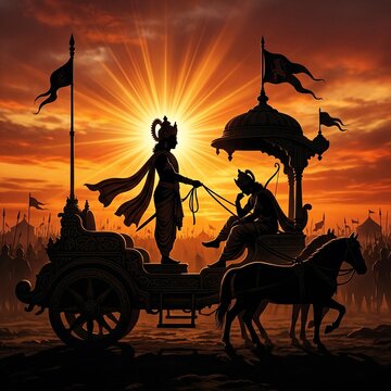 Lord Krishna Counseling Arjuna in Time of Crisis