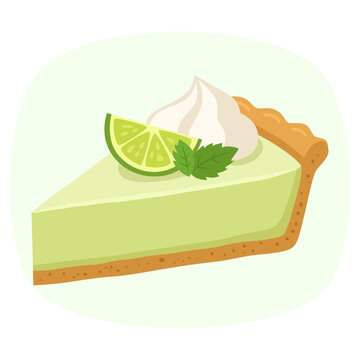Slice of Key Lime Pie with Whipped Cream and Lime Garnish