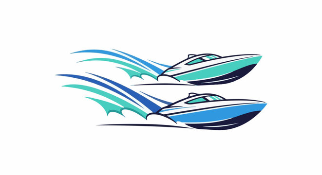 Two speedboats race across the water, creating splashes and spray