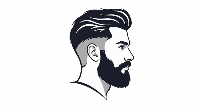 Stylized profile illustration of a man with a beard and pompadour
