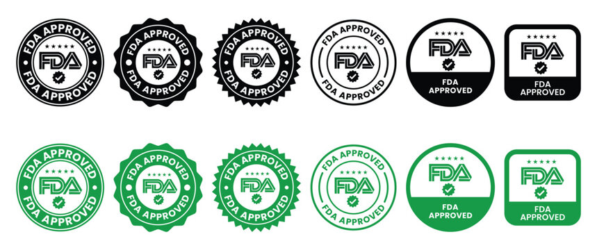 fda approved seals and badges in various colors and styles isolated on white high quality professional detailed modern elegant stylish clean crisp vibrant colorful