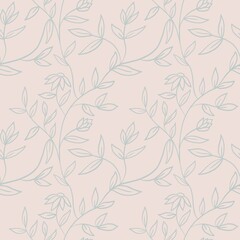 Fototapeta premium Small Scale Pastel Floral Vine Seamless Pattern