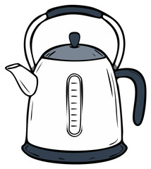 Obraz premium Cartoon Style Electric Kettle Illustration Vector Design for Drink Preparation