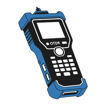 Handheld OTDR Fiber Tester Silhouette Vector Isolated on Transparent Background