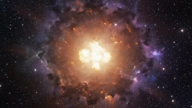 Epic Supernova Explosion and Expanding Nebula in Deep Space with Starry Galaxy Background