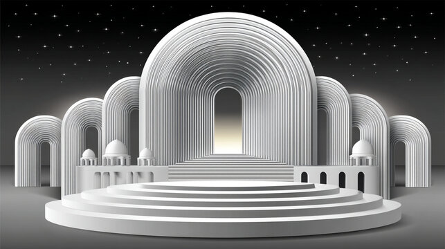 Abstract white futuristic architecture with circular domes and arches architecture futuristic