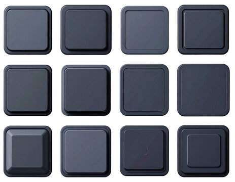 User interface button shapes in dark tone with rounded corners and flat design