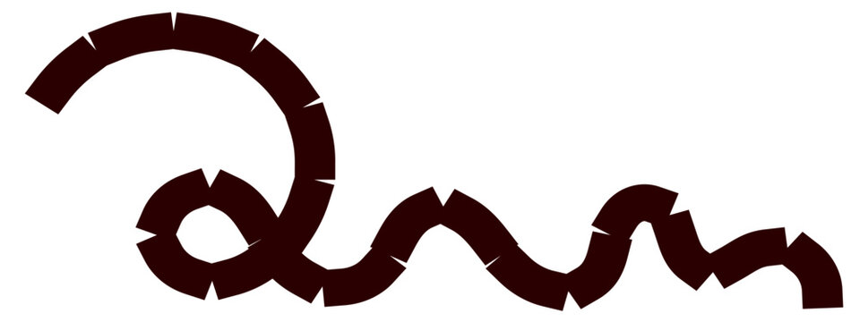 Red looping wavy line, abstract curled stroke, red gradient path