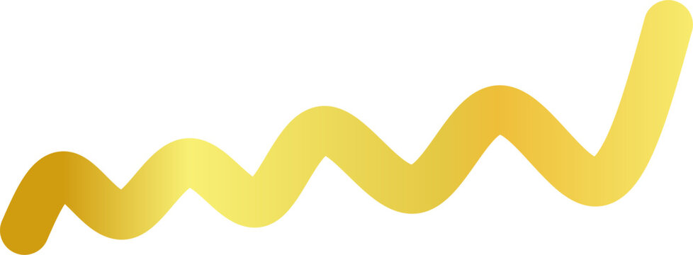 Yellow gradient zigzag line, orange fluid wave, abstract wavy stroke