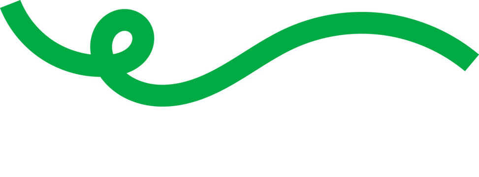 Solid green wave line, vibrant curved stroke, simple grassy flourish