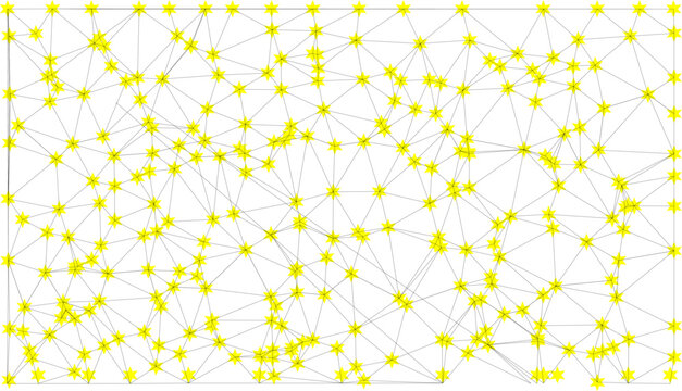 yellow star network triangulation, connected star shapes pattern, geometric star grid