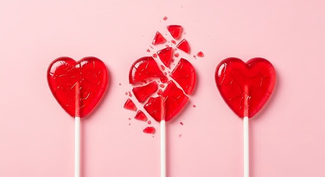 Broken Heart Lollipop Symbolizing Breakup and Divorce on Pink