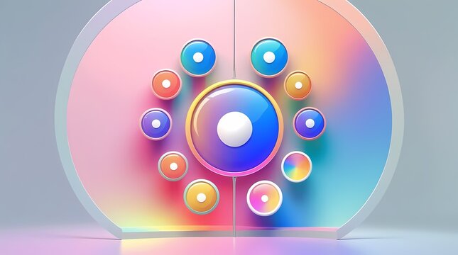 Colorful Abstract UI Dashboard with Pastel Gradient Circles on Gray Background