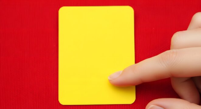 hand holding yellow sticky note on red background 4k video footage
