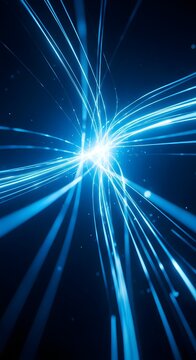 4k cinematic light burst motion with dynamic blue rays radiating outward