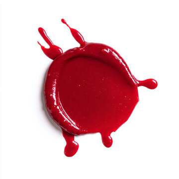 Red paint splatter and drip on white background with design element color splash liquid splas