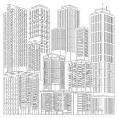 Fototapeta premium Modern City Skyscrapers Urban Landscape Towers.