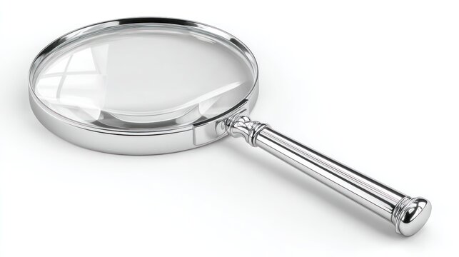 Shiny magnifying glass on transparent