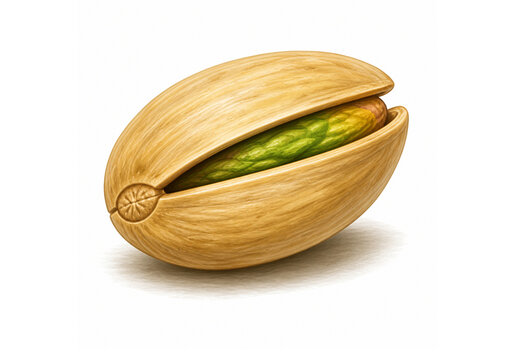 Realistic pistachio nut illustration isolated on white background.Highly detailed pistachio illustration with natural shell texture and green kernel isolated on white background, suitable for food pac