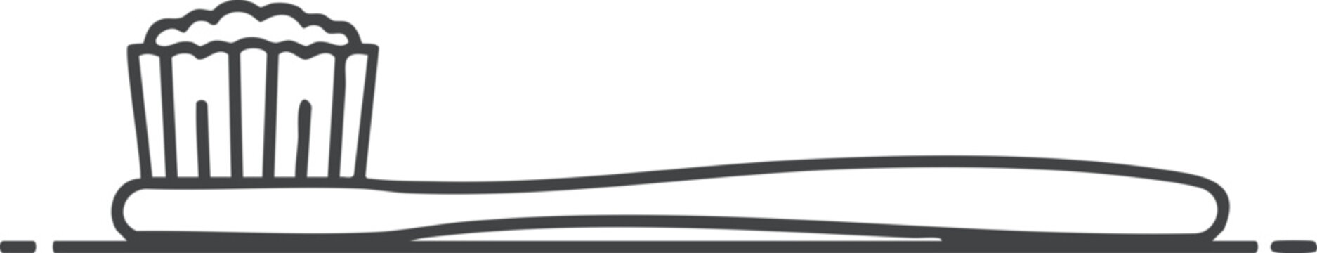 Eco friendly bamboo toothbrush line art icon