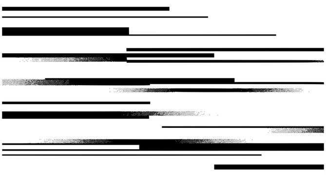 Abstract glitch stripe vector with random width lines and retro TV signal distortion effect on white background