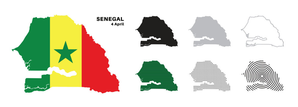 Set of isolated senegal maps. senegal flag overlaid with flag proportions. Maps and traveling around the world
